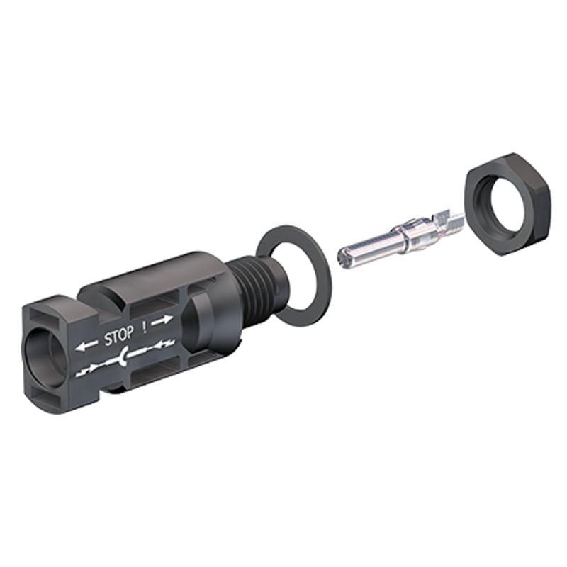 MC4 konektor - panel-mount plug (-) 4/6 mm2