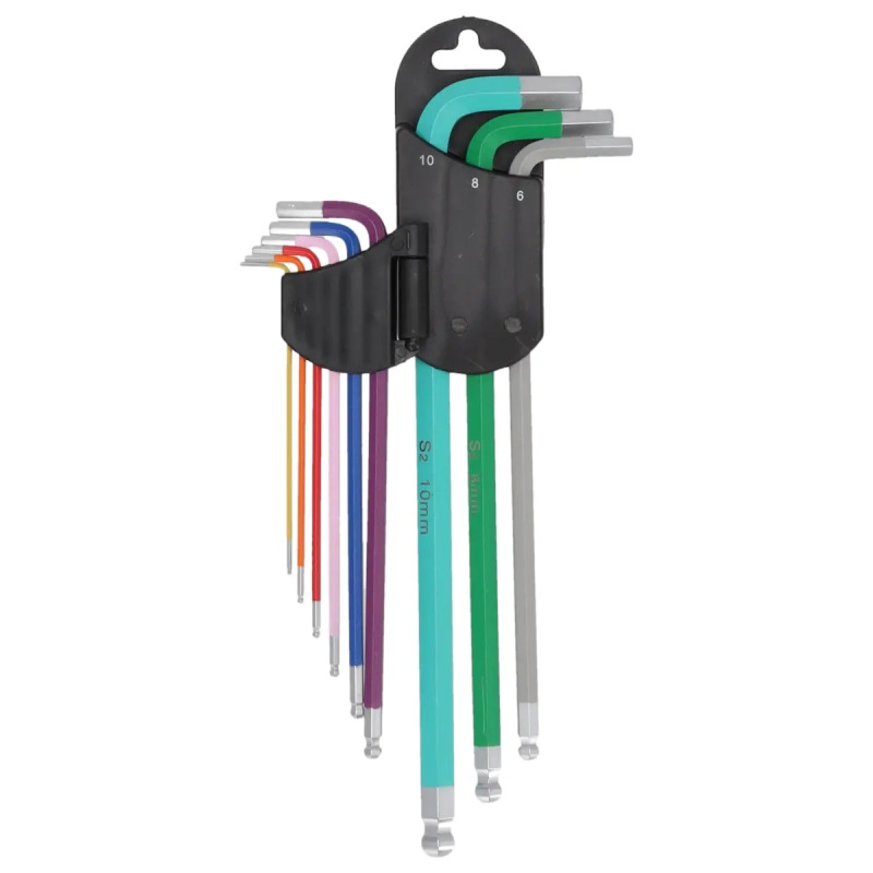 Šesťhranné kľúče gulička extra dlhé 1,5–10mm, súprava 9ks,S2 1