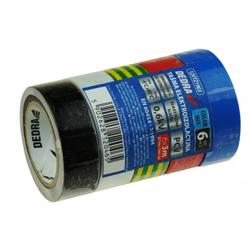 Elektroizolačná páska PVC mix 19mmx3m balenie 6 ks