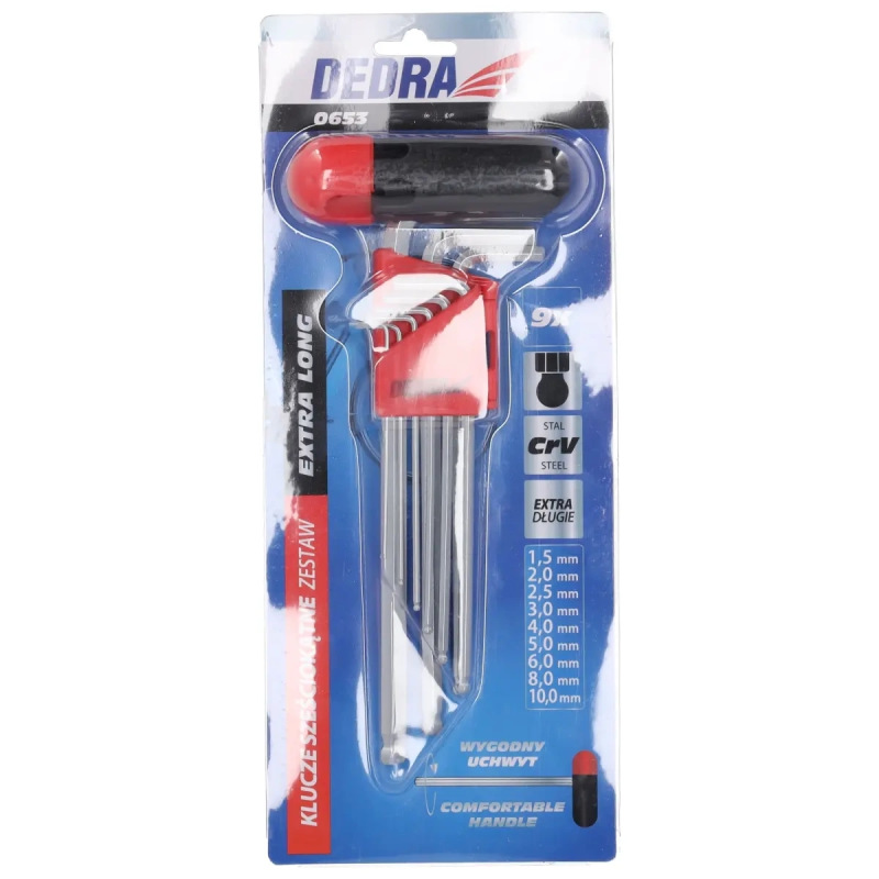 Sada imbusových kľúčov CrV 1,5-10mm, 9 ks, extra dlhé v plastovom držiaku 2