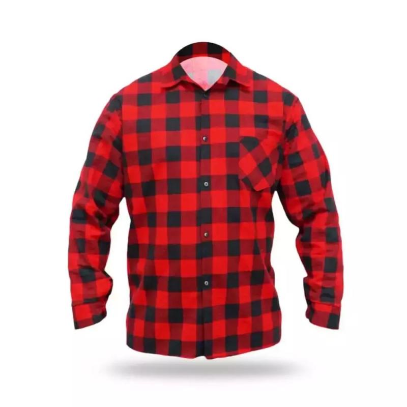 Flanelová košeľa červená, veľkosť XL, 100% bavlna