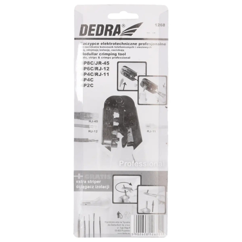 Lisovacie kliešte RJ45, RJ12, RJ11, 4P 4