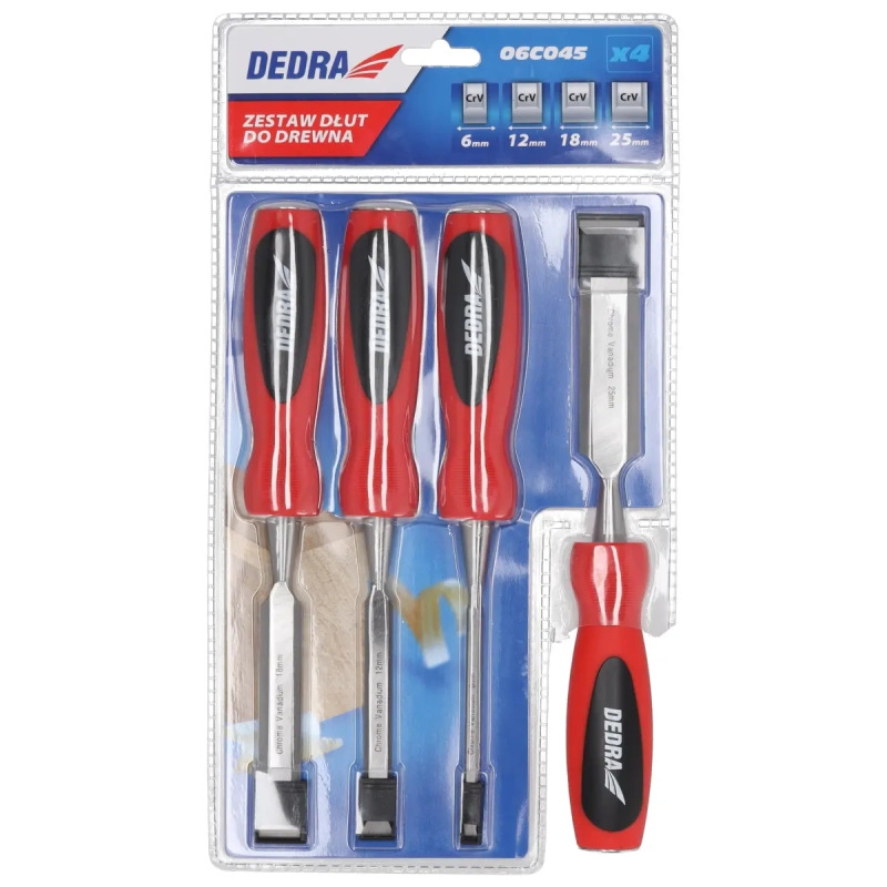 Súprava dlát 4 ks: 6, 12, 18, 25 mm, oceľ CrV 3