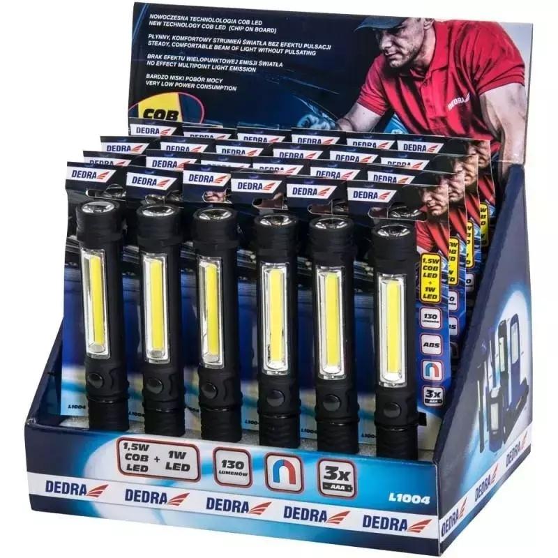 Baterka 1,5 W COB LED + 1 W LED, pero, s batériami