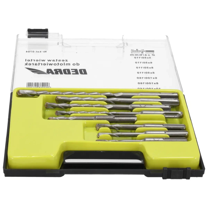 Sada vrtákov 8 ks do vŕtačky s príklepom 5,6,(2x8)x110;6,8,10x160,10x210 1