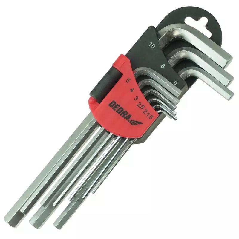 Šesťhranné kľúče dlhé 1,5 – 10 mm, súprava 9 ks, CRV