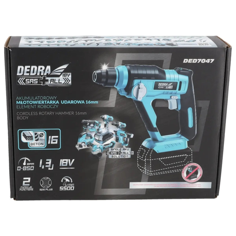 Príklepové vŕtacie kladivo 16 mm 18 V 8