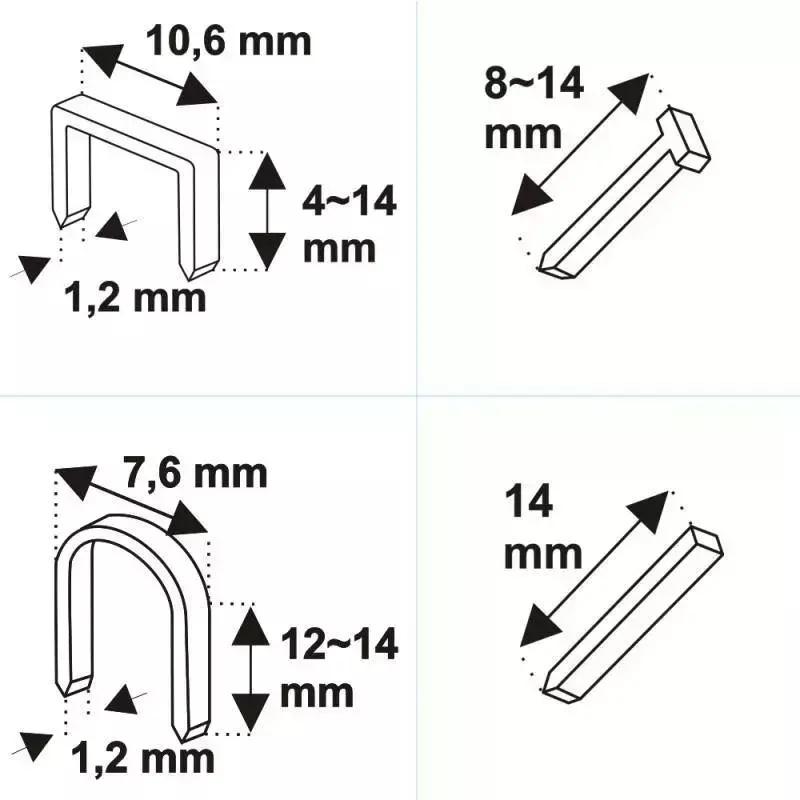 Sponkovačka 4 v 1, 6-14mm, hrúbka spony 1,2 mm, s nastaven