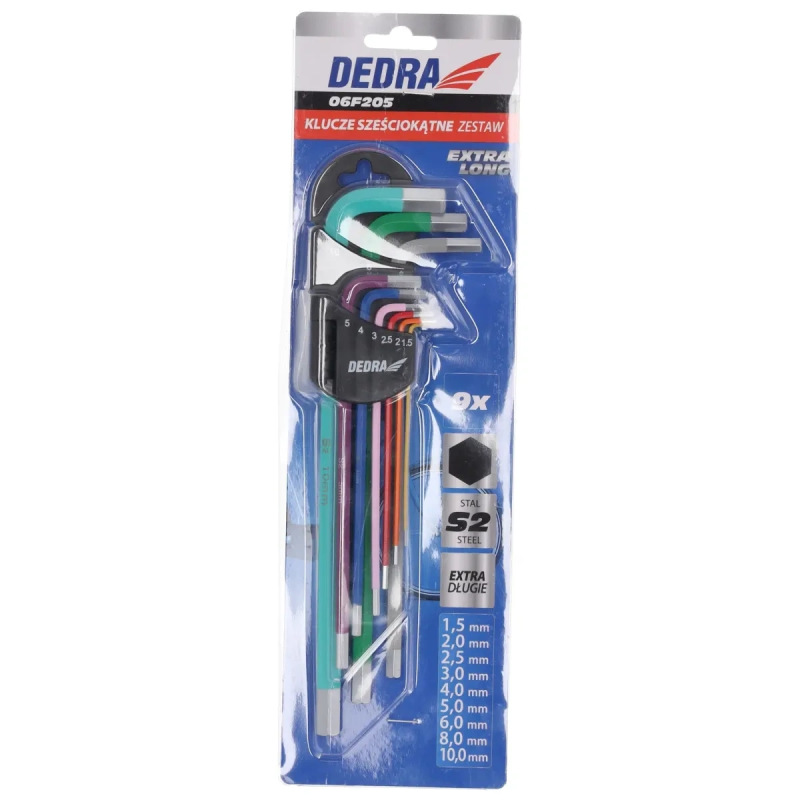 Šesťhranné kľúče extra dlhé 1,5 – 10 mm súprava 9 ks, S2 2