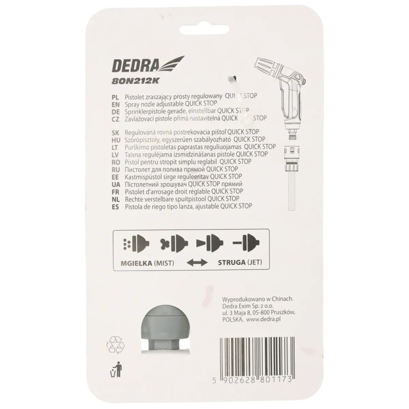 Regulovaná rovná postrekovacia pištoľ QUICK STOP 4