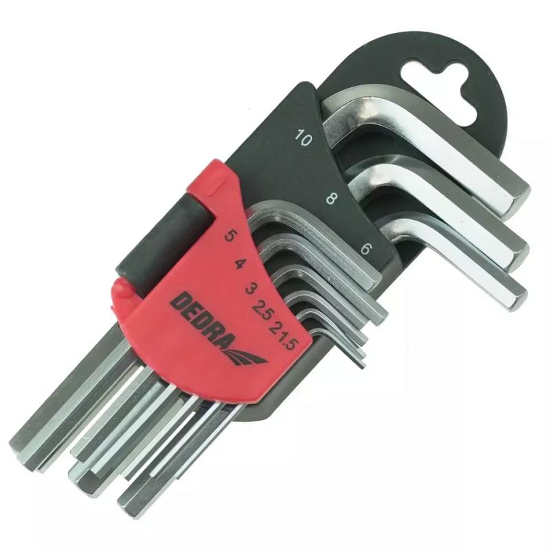 Šesťhranné kľúče krátke 1.5 – 10 mm súprava 9 ks, CRV