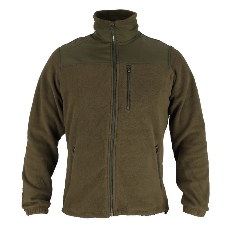 Flísová mikina s nášivkami,280g/m2, veľ.XXL,vojenská zelená 1