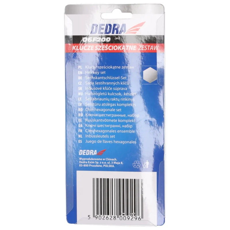 Šesťhranné kľúče krátke 1.5 – 10 mm súprava 9 ks, CRV 3