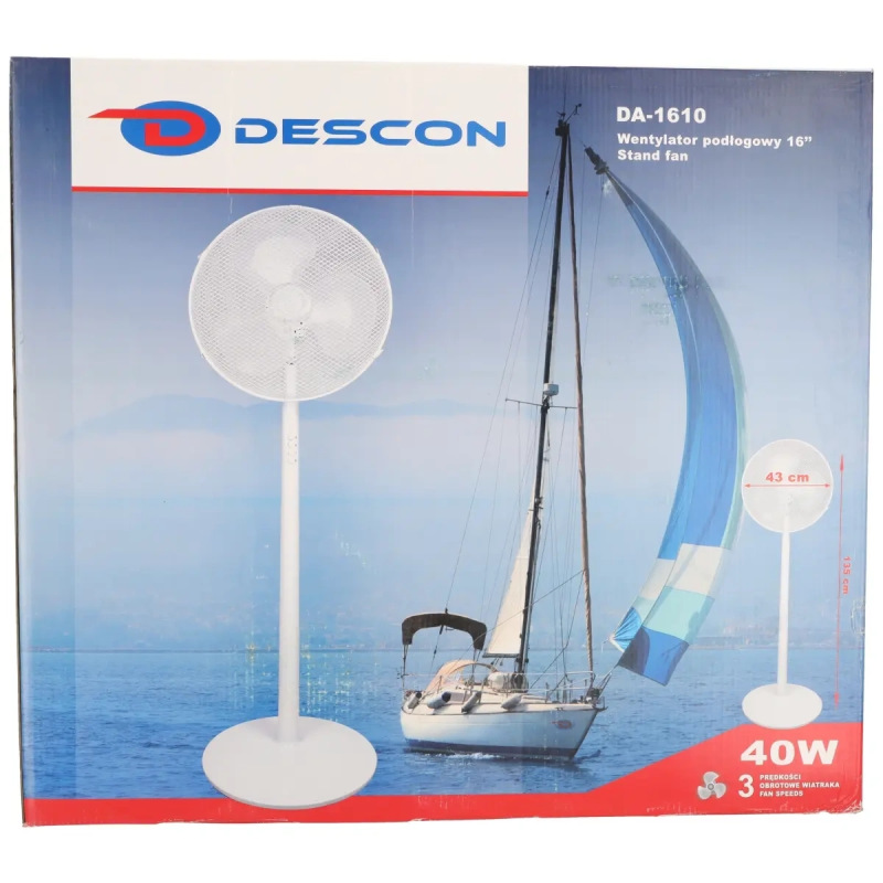 Stojanový ventilátor 16", biely 40W 6