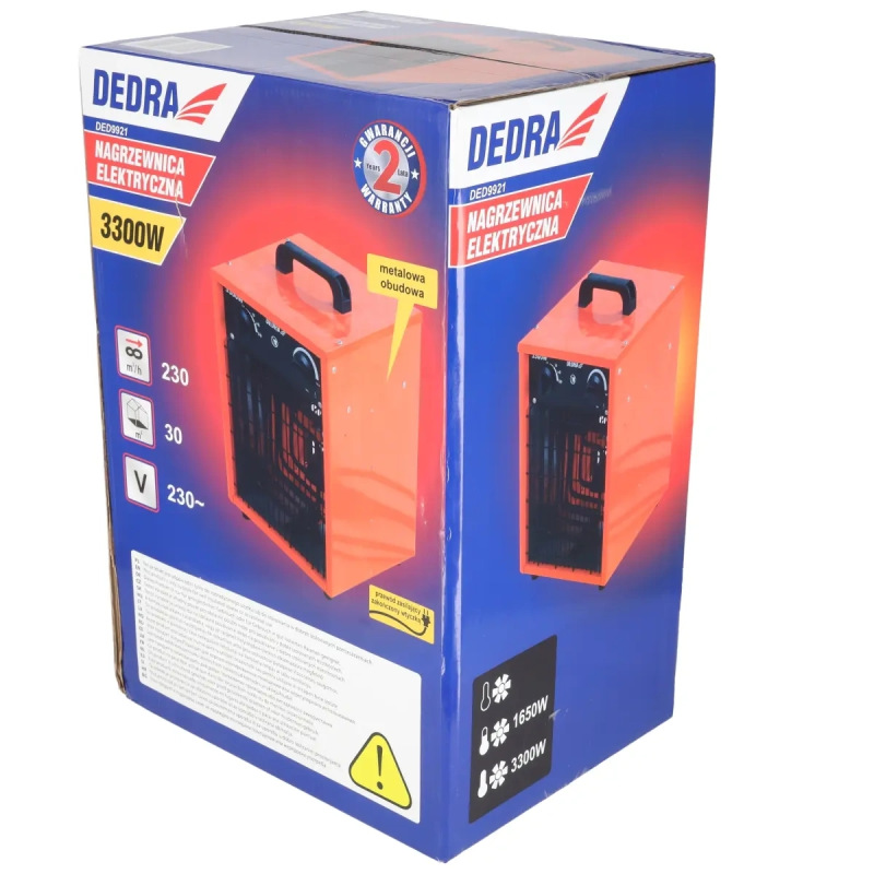 Elektricky ohrievač vzduchu 1650/3300W, termostat, funkcia ventilátora 7