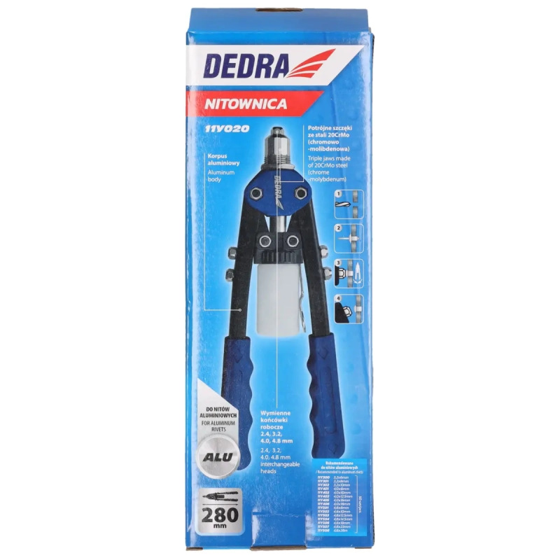 Čelná nitovačka na hliníkové nity,dĺžka 280mm 1