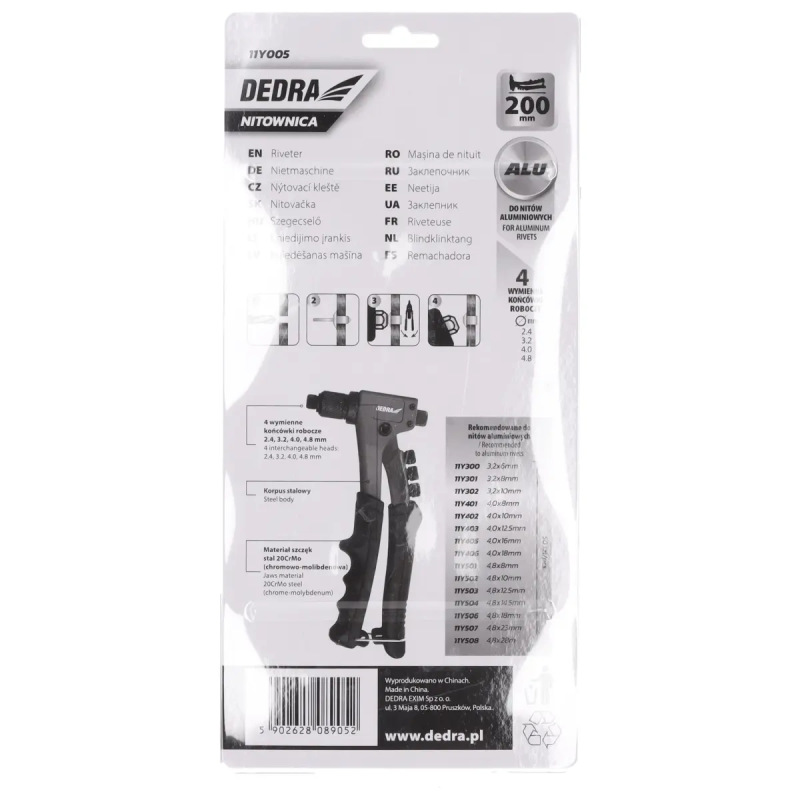 Kompaktná Nitovačka na hliníkové nity, dĺžka 200mm 2