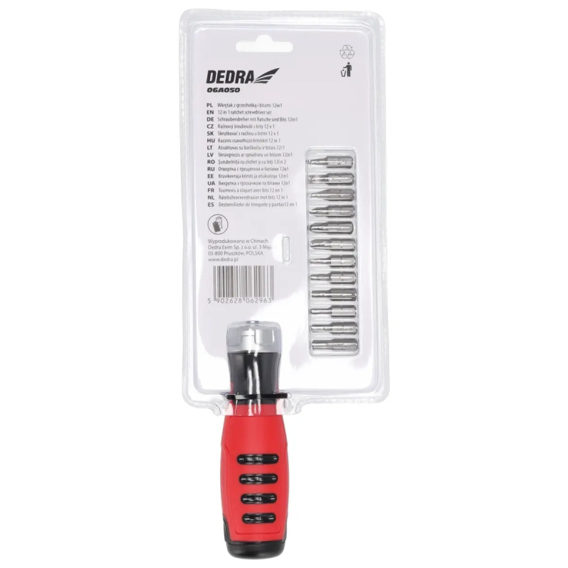 Skrutkovač s račňou a bitmi 12v1, oceľ CrV 2