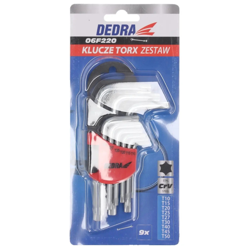 Kľúče TORX krátke T10-T50 súprava 9 ks, CRV 2