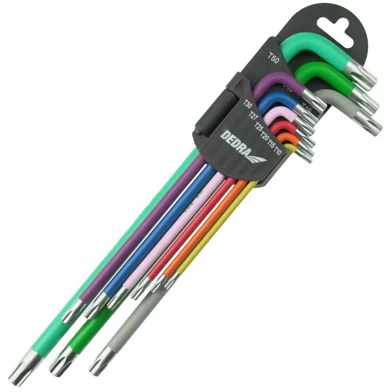 Kľúče TORX extra dlhé farba T10-T50, súprava 9 ks, S2