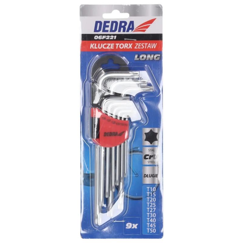 Kľúče TORX dlhé T10-T50, súprava 9 ks, CRV 2