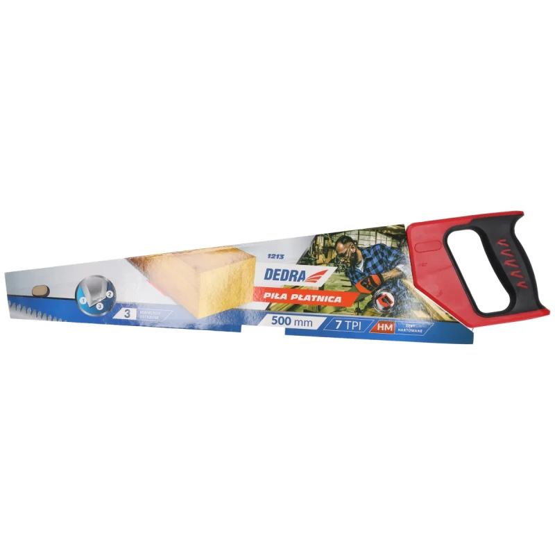 Pílka ručná trojuholníková 500mm, rúčka gumená, zuby kalen 2