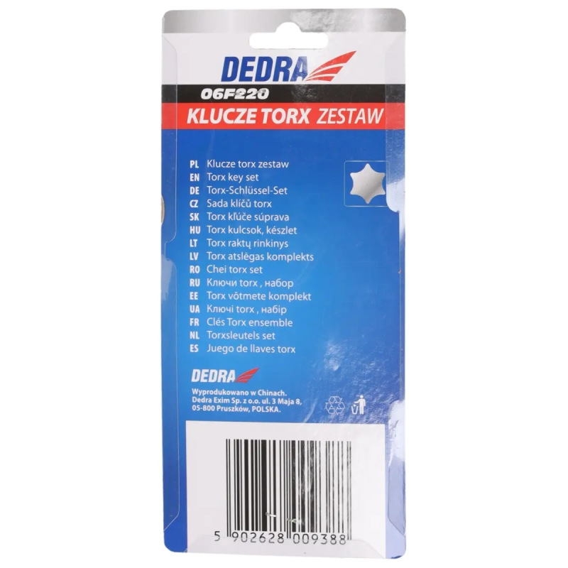 Kľúče TORX krátke T10-T50 súprava 9 ks, CRV 3